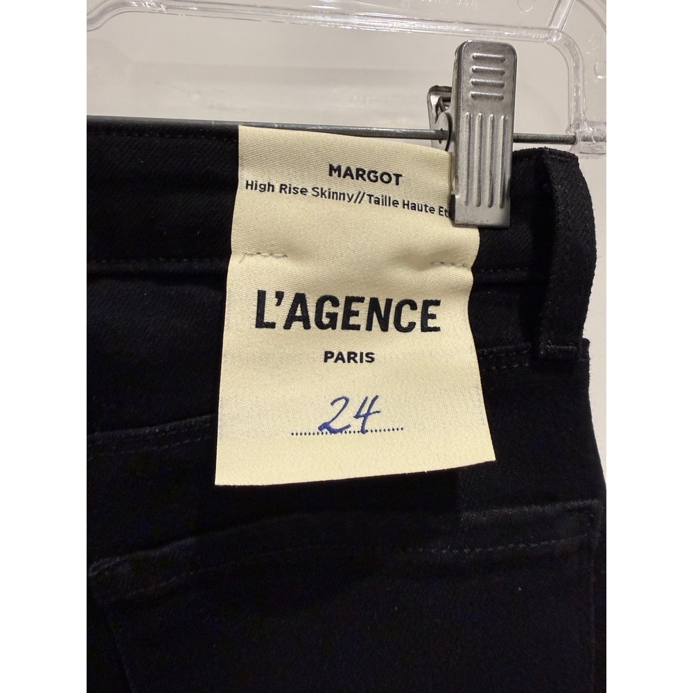 NWT L'AGENCE Margot Skinny Jeans – Black – Size 24 - Picture 5 of 5